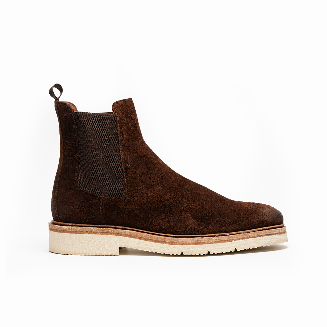 6-R / GAMUZA CAFE SUELA BLANCA